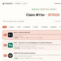 The outbid.lol leaderboard showing a $17,005 claim price and ranked advertisers